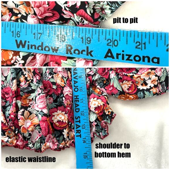 Off-Shoulder Neckline Cropped Top Women's 2XL Multicolor Floral Boho Chic Flowy - Picture 6 of 7